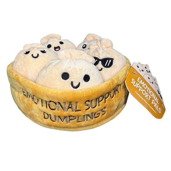 Emotional Support Pals Dumplings 5 Food Plush Toys with Carrying Basket NEW - Picture 2 of 6